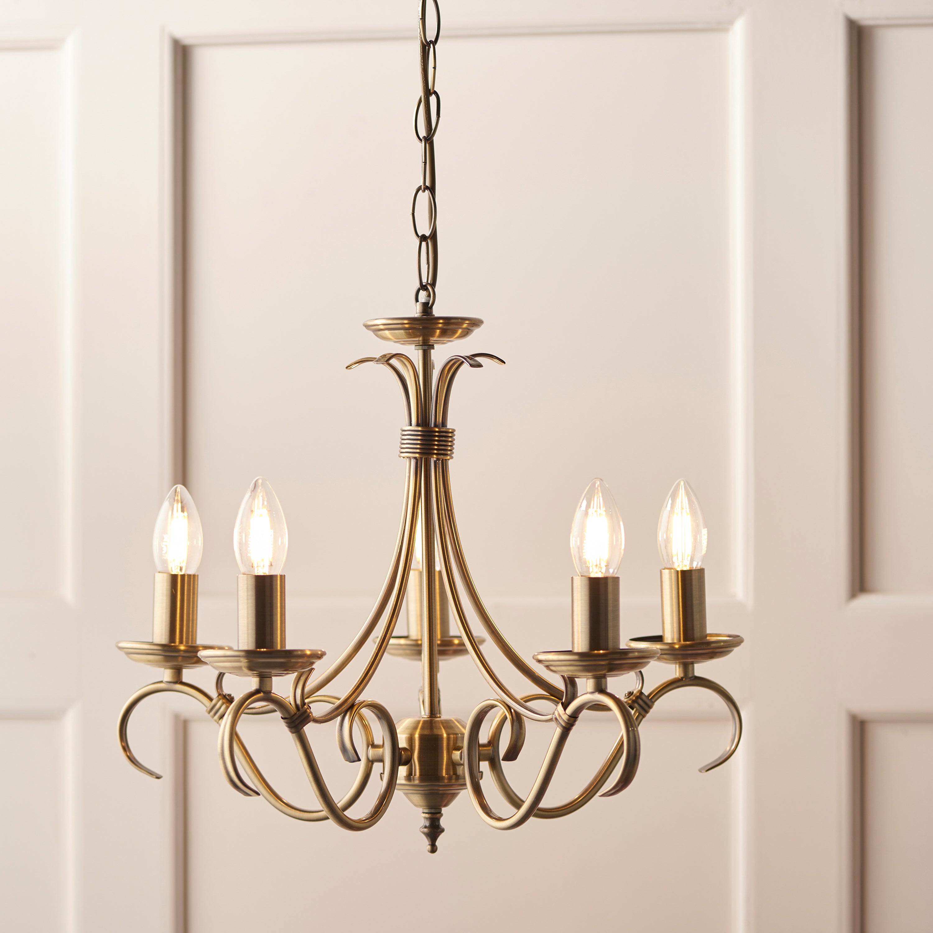 Bridget Antique Brass LED Pendant Light | 5 Lights